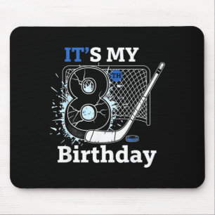 8th Birthday Ice Hockey Birthday Boy For 8 Year Mouse Mat