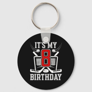 8th Birthday Ice Hockey Boy 8 Year Old Ice Hockey Key Ring