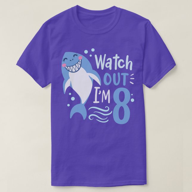 8th Birthday Im 8 Shark T-Shirt (Design Front)