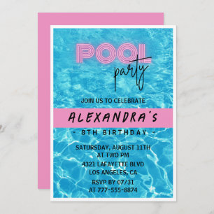 8th birthday invitation for her Pool Party Summer