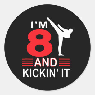 8th Birthday Karate Gifts 8 Years Old Birthday Mar Classic Round Sticker