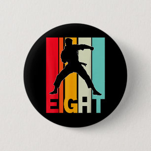 8th Birthday Karate Retro Taekwondo Martial Arts 6 Cm Round Badge