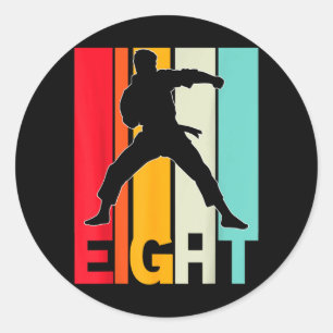 8th Birthday Karate Retro Taekwondo Martial Arts Classic Round Sticker
