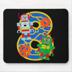 8th Birthday Kids 8 Year Old Little Robot Robotics Mouse Mat