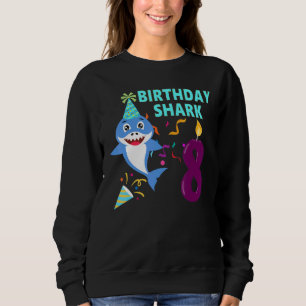 8th Birthday Kids Baby  Shark Birthday Boy 8 Year  Sweatshirt