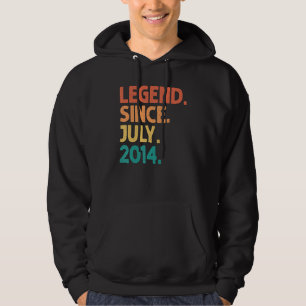 8th Birthday Legend Since July 2014 8 Years Old Vi Hoodie