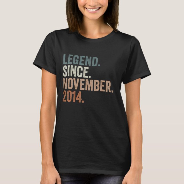 8th Birthday  Legend Since November 2014 8 Years O T-Shirt (Front)