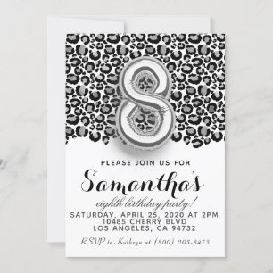 8th Birthday Leopard Animal Print Invitation