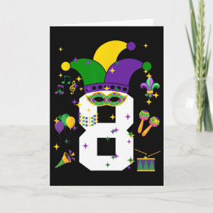 8th Birthday Mardi Gras Themed 8 Year Old Boys Kid Card
