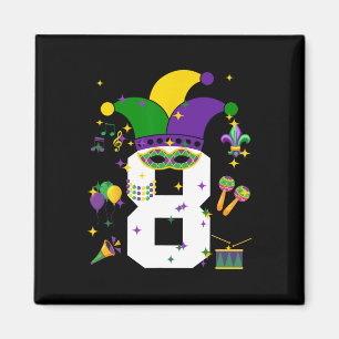 8th Birthday Mardi Gras Themed 8 Year Old Boys Kid Magnet