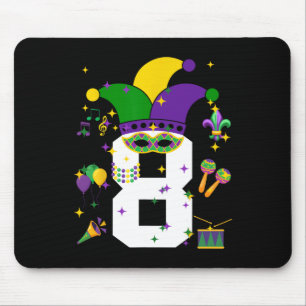 8th Birthday Mardi Gras Themed 8 Year Old Boys Kid Mouse Mat
