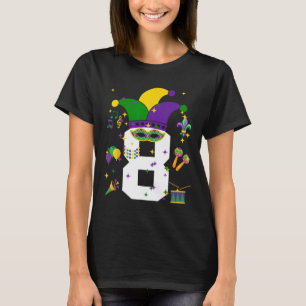 8th Birthday Mardi Gras Themed 8 Year Old Boys Kid T-Shirt