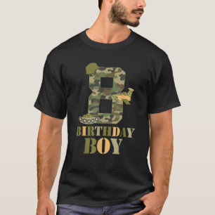 8th Birthday Military Themed Camo Boys 8 Years Old T-Shirt