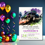 8th Birthday Monster Truck Smash Crash Boy Boy Invitation<br><div class="desc">8th Birthday Monster Truck Smash Crash Boy Kids Invitation Invite Printable Instant Download Digital Einvitation Evite features a watercolor monster truck driving through the dirt with the text "Smash and Crash it's a monster truck bash" in modern typography script. Perfect for kids eighth birthday party celebrations. Send in the mail...</div>