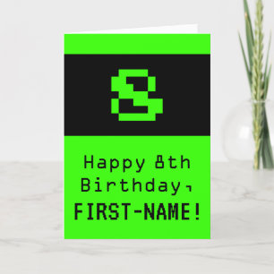 8th Birthday: Nerdy / Geeky Style "8" and Name Card