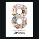 8th Birthday Number 8 Photo Collage Custom Picture Poster<br><div class="desc">Celebrate a very special milestone with this 8th Birthday Poster featuring number 8 photo collage design that highlights your child best memories. You can easily customize the design by adding 15 photos from newborn to eight year old, creating a meaningful and heartwarming display. Perfect for a eighth birthday party, cake...</div>