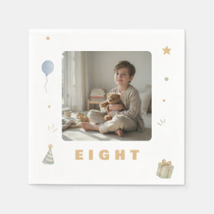 8th Birthday Paper Plates with Photo Napkin