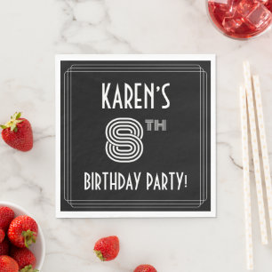 8th Birthday Party: Art Deco Style + Custom Name Napkin