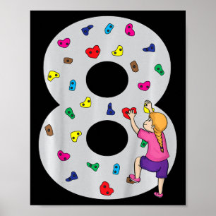 8th Birthday Party Cake Climbing Climber Climb Bou Poster