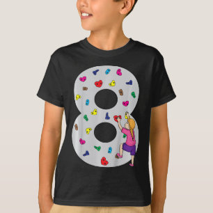 8th Birthday Party Cake Climbing Climber Climb Bou T-Shirt