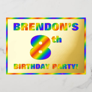 8th Birthday Party — Fun, Rainbow Spectrum “8”