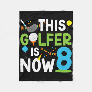8th Birthday Party Golf Boy Eight Year Old Golf Pl Fleece Blanket
