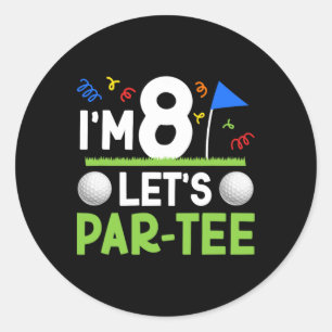 8th Birthday Party Golf Boy Eight Year Old Golfer  Classic Round Sticker
