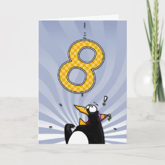 8th Birthday - Penguin Surprise Card