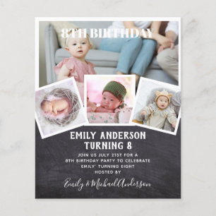 8TH Birthday Photo Collage Invite Boy Girl Mixed Flyer