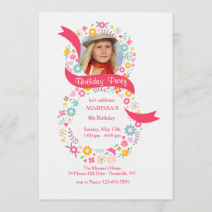 8th Birthday Photo Invitation