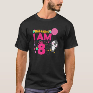 8th Birthday Pinguin 8 Years Old Girl Birthday Tee