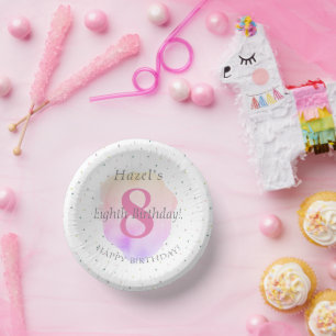 8th Birthday Pretty Rose Pink Pretty Party Paper Plate