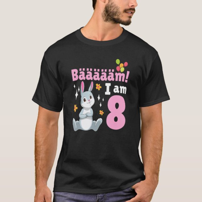 8th Birthday Rabbit Themed Birthday Party 8 Years  T-Shirt (Front)