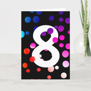 8th Birthday Rainbow Dots on Black Card