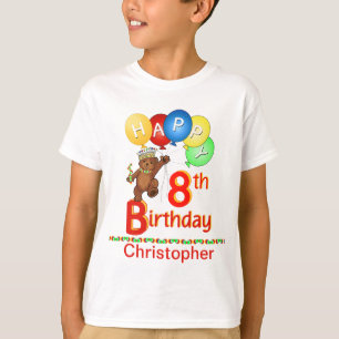 8th Birthday Regal Teddy Beary Custom Name T-Shirt