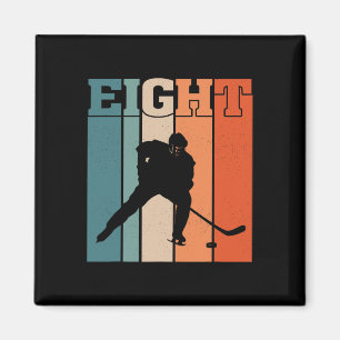 8th Birthday Retro Ice Hockey 8 Years Old Boy Girl Magnet