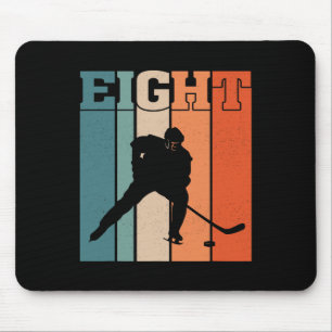 8th Birthday Retro Ice Hockey 8 Years Old Boy Girl Mouse Mat