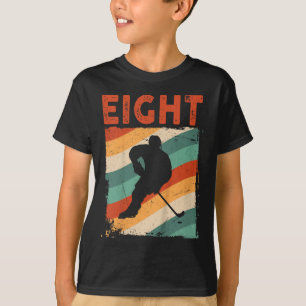 8th Birthday Retro Ice Hockey 8 Years Old Boy Girl T-Shirt