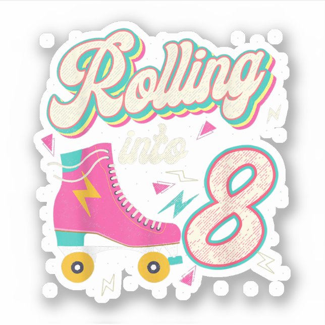 8th Birthday Roller Skates Rolling Into 8 Years Ol (Front)
