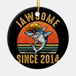 8th Birthday Shark 8 Year Old Jawsome Since 2014 Ceramic Tree Decoration