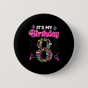 8th birthday shirt girl butterflies happy 8 yrs 6 cm round badge