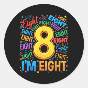 8th Birthday Shirts Boys 8yr Eight 8 Year Old Classic Round Sticker