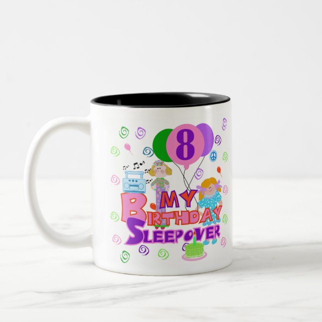 8th Birthday Sleepover Two-Tone Coffee Mug (Left)