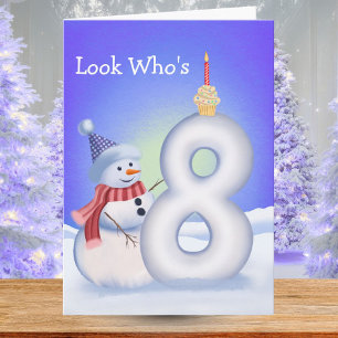 8th Birthday Snowman with a Snowy Eight  Card