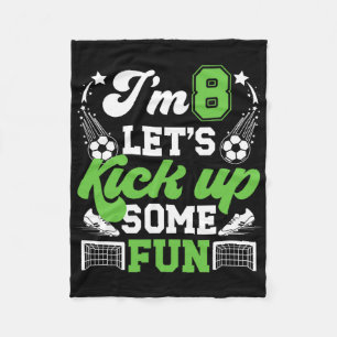 8th Birthday Soccer Boy Eight Year Old Soccer Play Fleece Blanket
