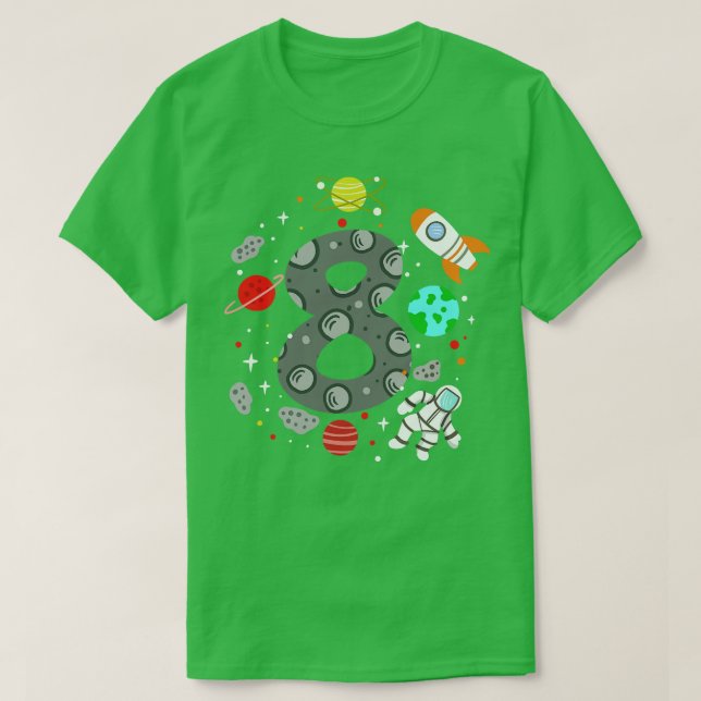 8th Birthday Space Astronaut T-Shirt (Design Front)