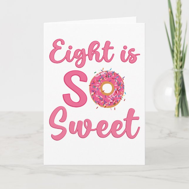 8th Birthday Sweet Doughnut 8 Years Old Girl Gift Card (Front)