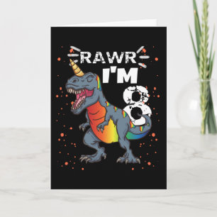 8th Birthday T Rex Dinosaur Card
