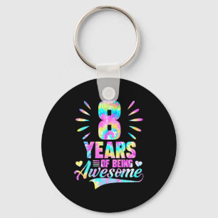 8th Birthday Tie-dye 8 Year Of Being Awesome  Key Ring