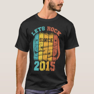 8th Birthday Vintage 2015 Retro 8 Years old Guitar T-Shirt